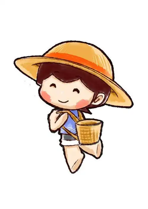 头戴小草帽简笔画