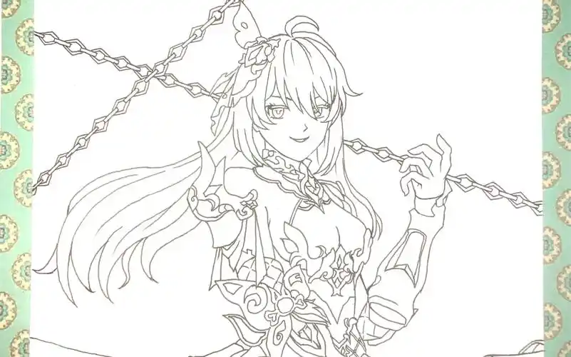 手绘——第二期崩坏3希儿魇夜星渊线稿.