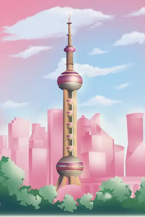 建筑写实上海地标性建筑––东方明珠