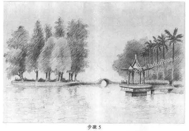素描西湖风景写生步骤05