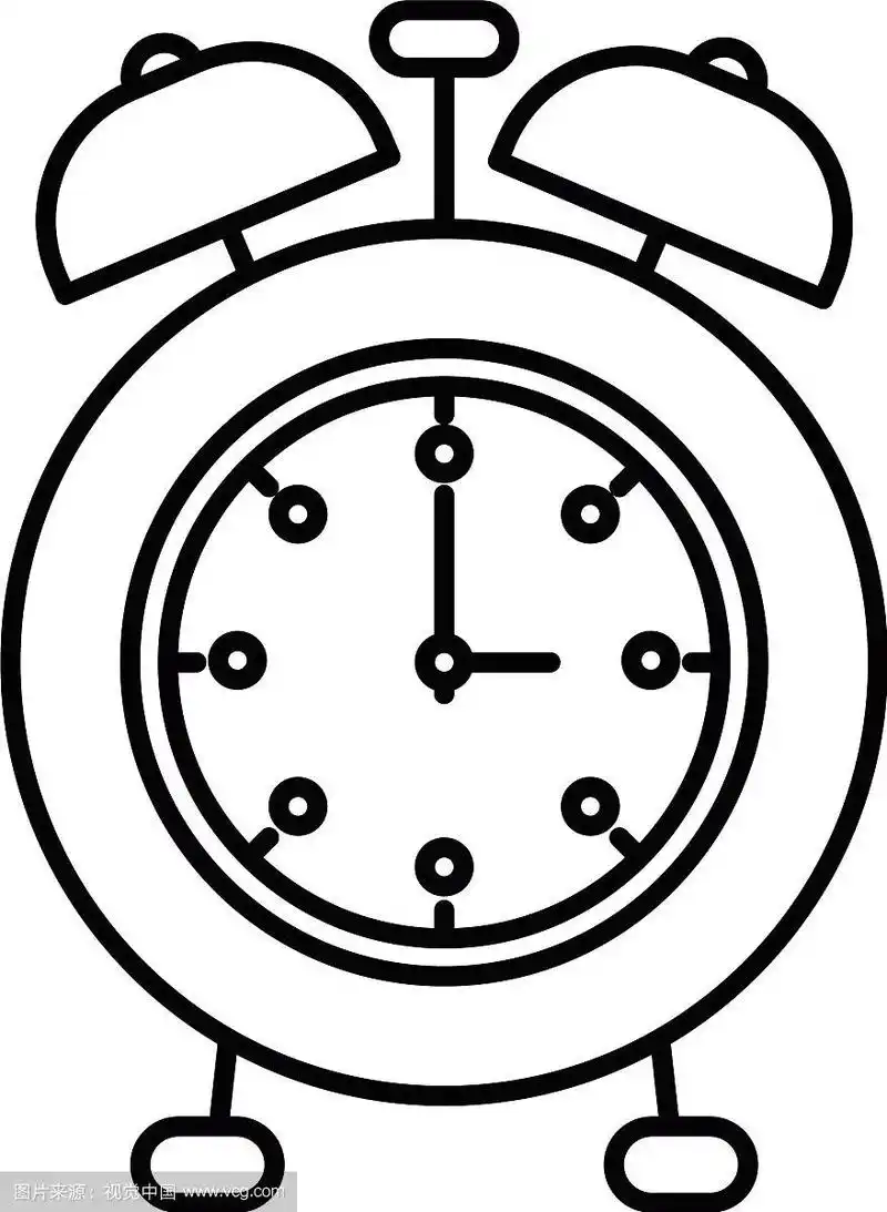 闹钟剪影素描