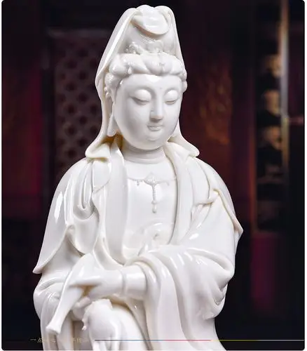 戴玉堂坐莲滴水观音陶瓷观音菩萨坐像观世音风水摆件德化佛像艺术家居