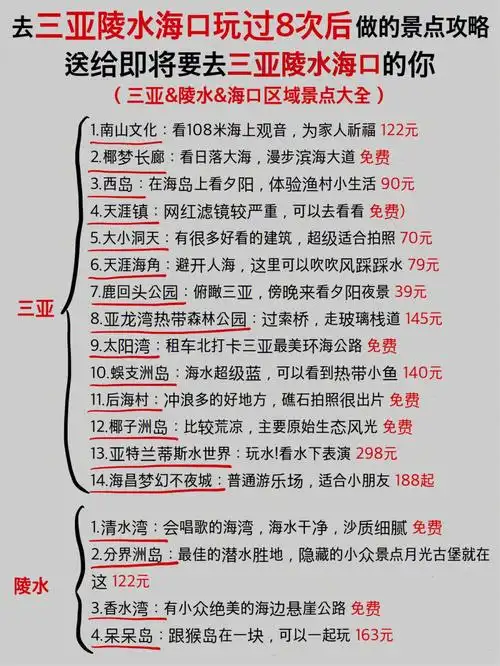 去不去都要收藏的三亚陵水海口景点大全