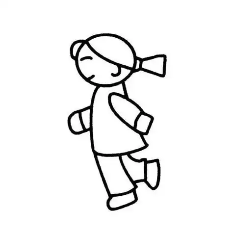 走路的女孩简笔画散步的小女孩画法卡通女孩简笔画可爱小女孩的画法