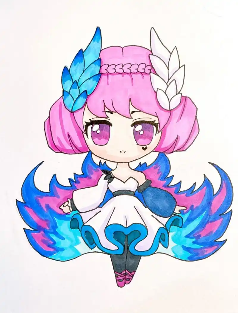 王者荣耀q版人物临摹 小乔全身皮肤 手绘