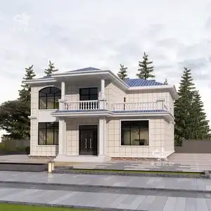 简欧二层别墅设计施工图纸两层小洋楼农村自建房带露台洋房效果图