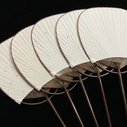 团扇宣纸空白白宫双面可绘紫竹工艺艺竹椭圆形扇子