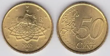 展开全部 【50欧分硬币】,可折合人民币四块钱左右.