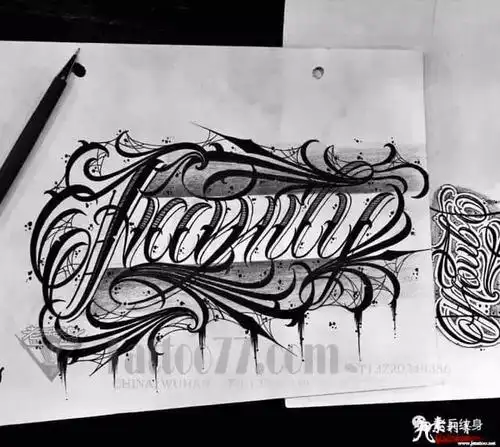 九素刺青纹身手稿第28期花体字纹身手稿