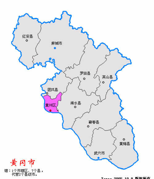 黄冈市分区示意图_湖北地图_高清版_下载-政区地图