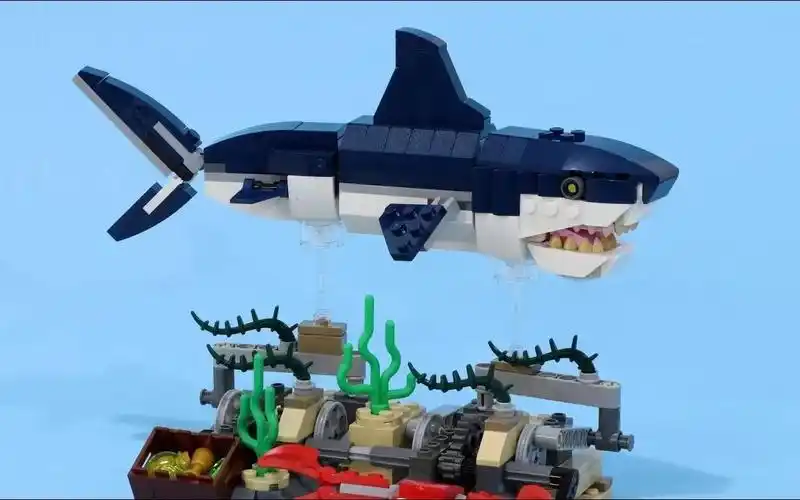 乐高moc可动游泳鲨鱼模型附图纸中文字幕酷玩潮