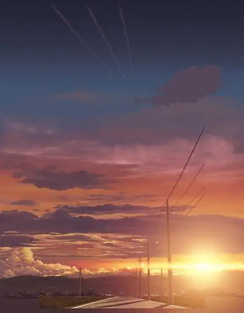 夕阳的晚霞场景图片插画