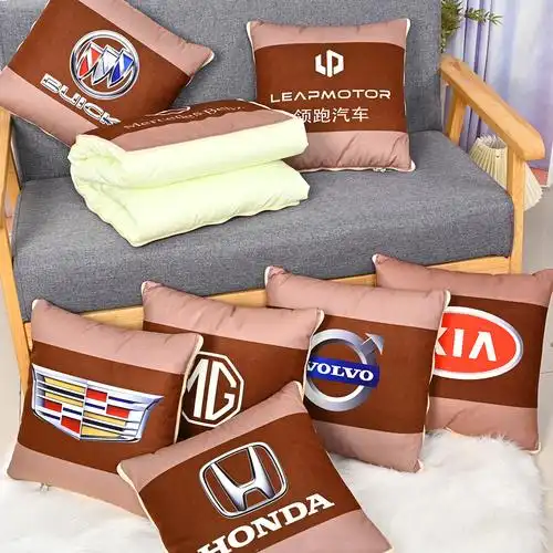 汽车抱枕被子两用折叠空调被子午睡休息被车标靠枕靠垫护腰批发