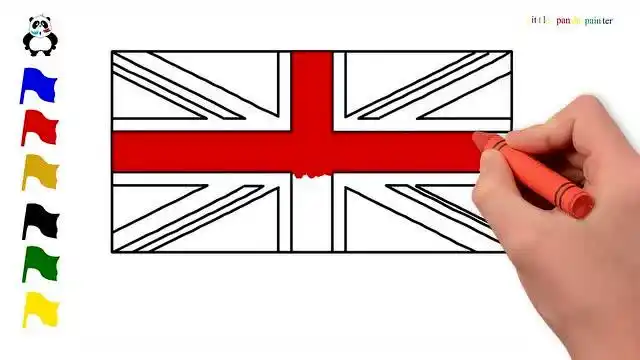 宝贝学颜色-一起画画,画国旗-英国