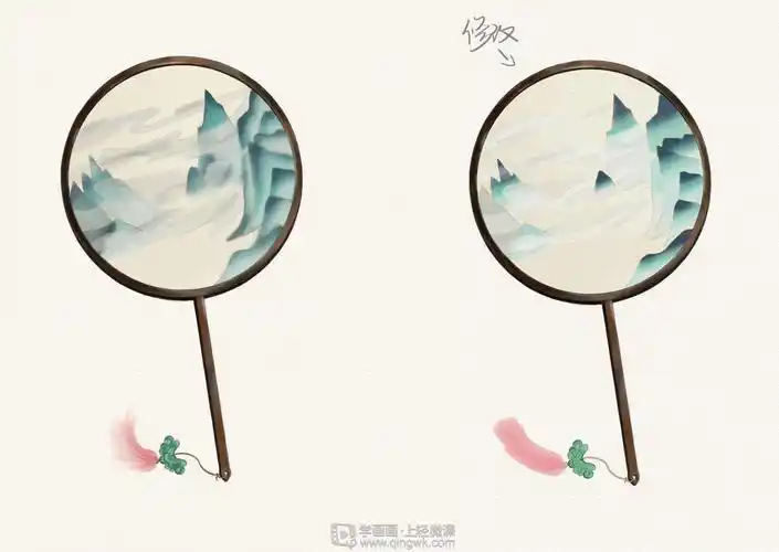 团扇的绘制—古风插画饰品团扇设计练习