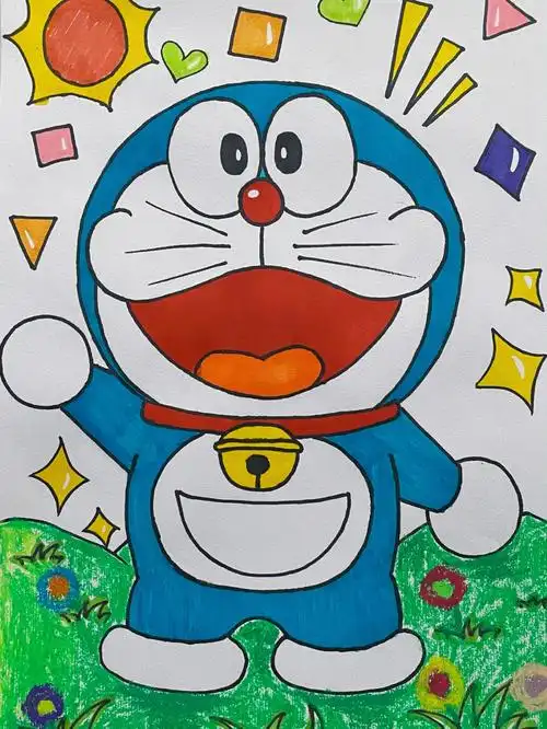 儿童创意画 #每日一画  #马克笔  #蜡笔 #哆啦a梦  #樱桃小丸子