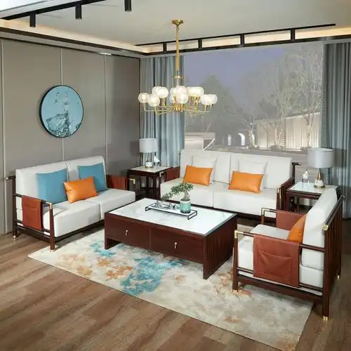 新中式全实木沙发小户型客厅轻奢黑檀木现代简约储物木质家具