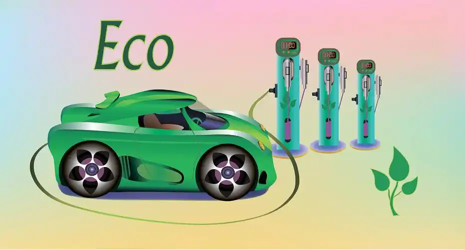 三个充电桩和一辆正在充电的汽车