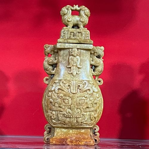 天然岫玉乾隆年制做旧高古玉古董古玩玉器老物件旧货香炉香薰双龙