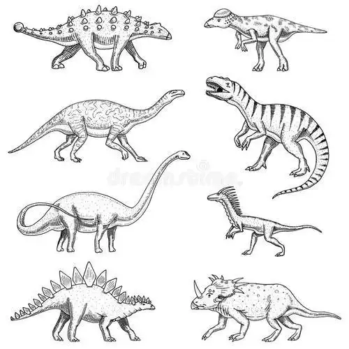 剑龙和霸王龙的简笔画怎么画