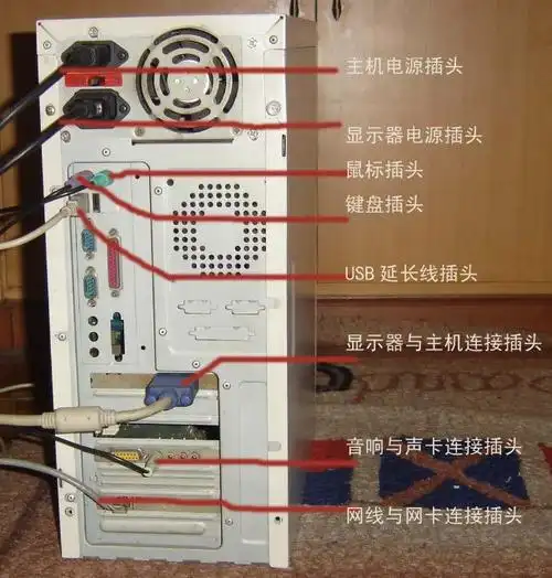 电脑联接主机的线怎么联接