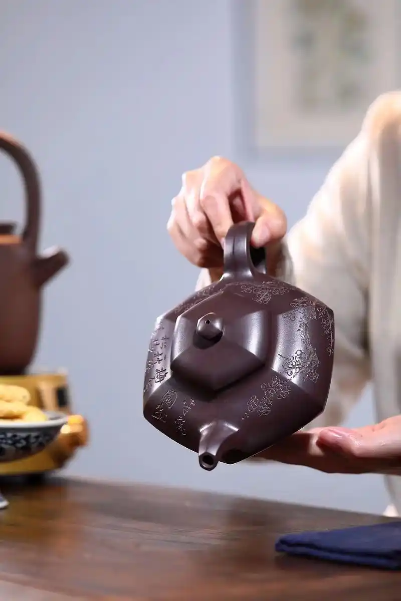 全手工宜兴紫砂壶名家蒋建军原矿紫茄泥