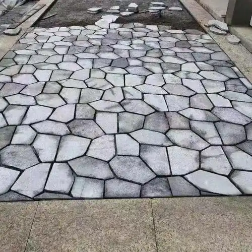 花岗岩文化石乱拼 黄金麻芝麻灰冰裂纹碎拼 地铺园林石材工厂批发