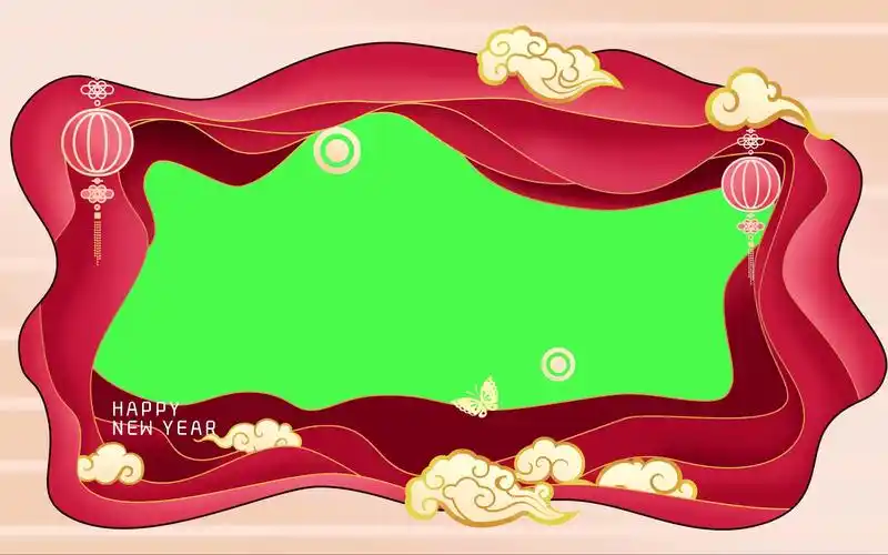 拜年祝福边框相框绿幕剪映抠像ae抠像视频@特效牛绿幕素材网免费下载7