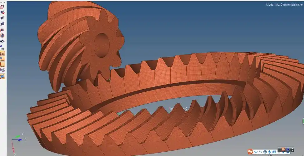 弧齿锥齿轮六面体网格划分视频