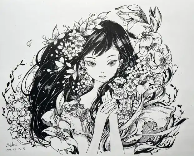 针管笔黑白插画