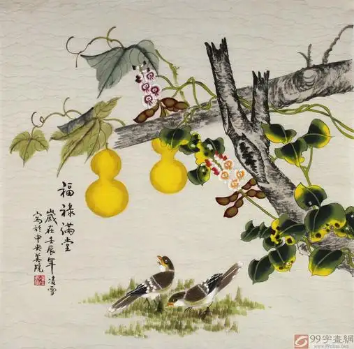 适合挂在餐厅的花鸟画 - 葫芦画 - 99字画网