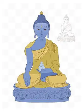 插画 i>风 /i>国潮蓝色药师佛简约画像