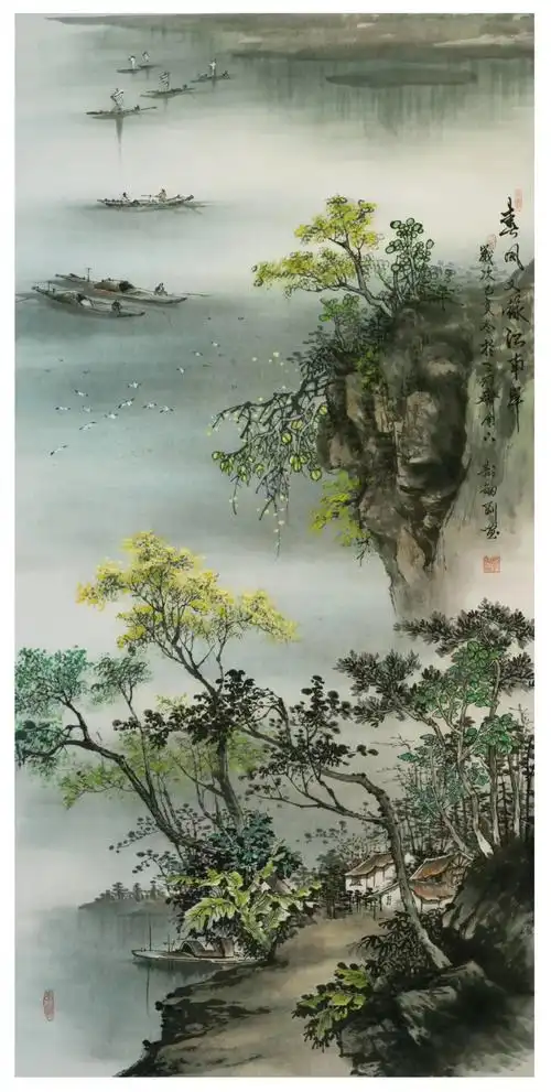 全国两会推荐艺术家刘剑刚春夏秋冬山水画