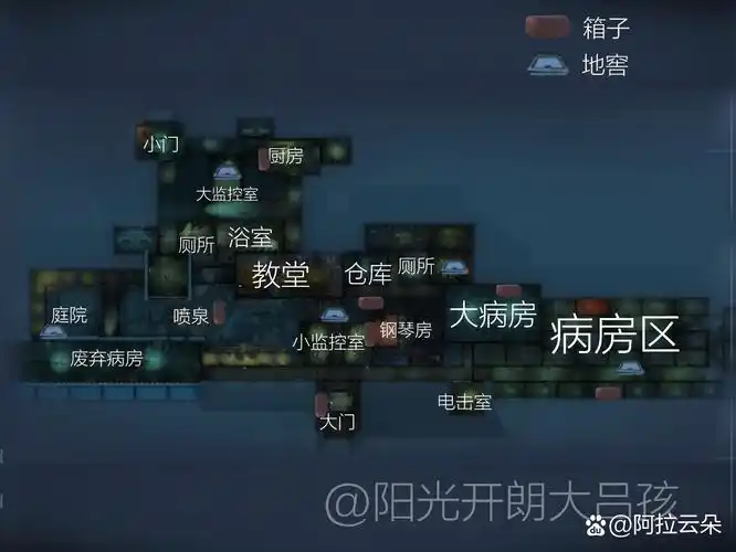 第五人格白沙街疯人院地图 标注地窖和箱子版