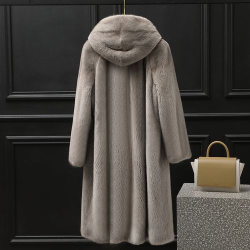 新款进口貂皮大衣女中长款真貂带帽中老年妈妈款皮草整貂连帽外套