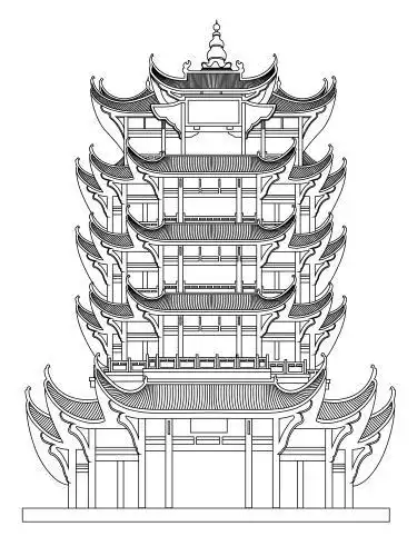 武汉黄鹤楼城市地标建筑插画
