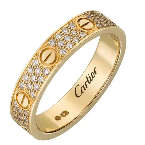 【包税】cartier/卡地亚 经典款love 18k金黄金钻石满钻戒指 镶嵌88颗