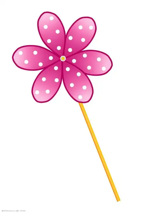 的风车装饰插画 粉色的风车 漂亮的风车 创意风车 立体风车 卡通风车