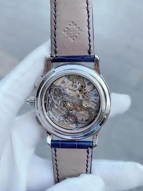 百达翡丽pp  5370p双追针计时 蓝色珐琅盘 41mm表径双导柱轮 手动机芯