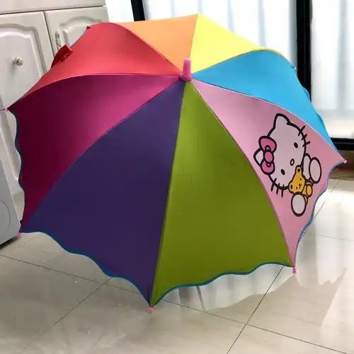 儿童遮阳伞男女孩小学生彩虹粉红色可爱公主伞卡通防紫外线晴雨伞
