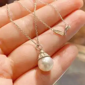 迪网堂二手中古tiffany925纯银珍珠吊坠项链 正品保真