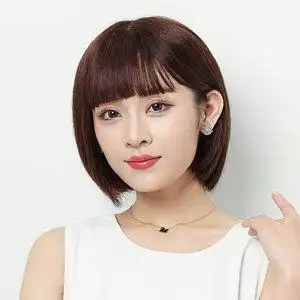 真发头套女短发bobo头图片