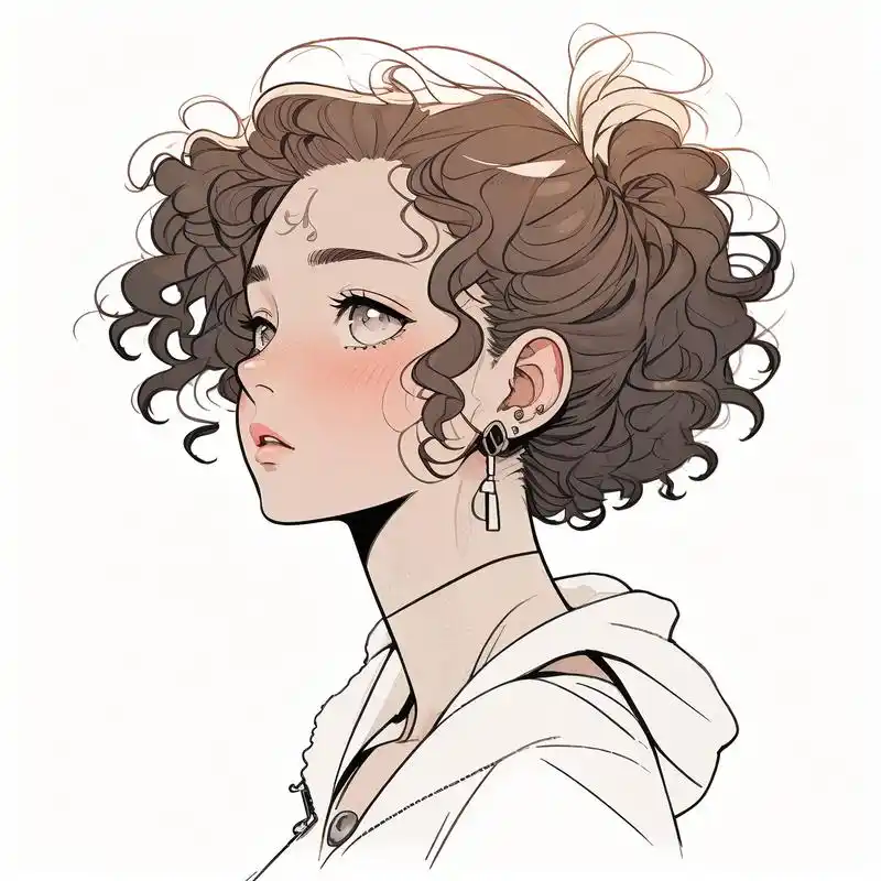 96唯美卡通卷发女孩头像78