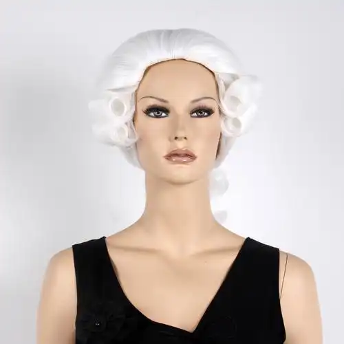 白色男士法官假发套批发 律师假发厂家直销 动漫假发