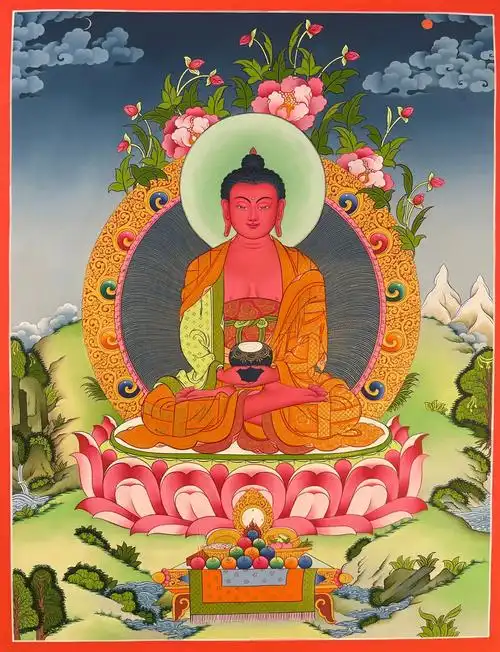 扎西索朗师傅作品阿弥陀佛唐卡