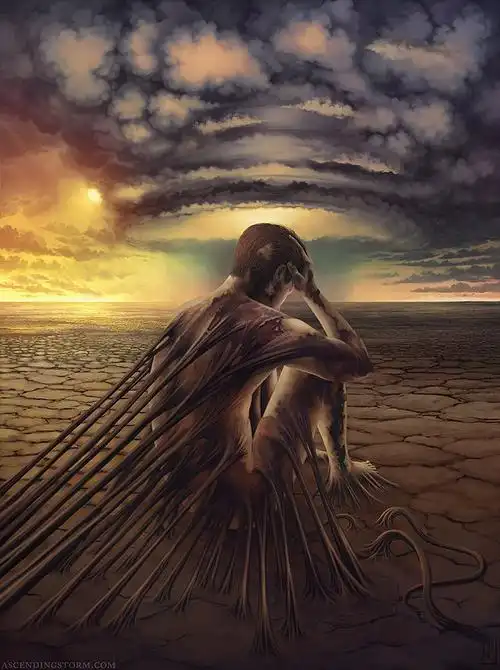 独自在黑暗中绝望,挣扎,放弃.