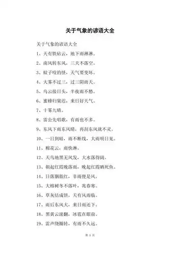 关于气象的谚语大全