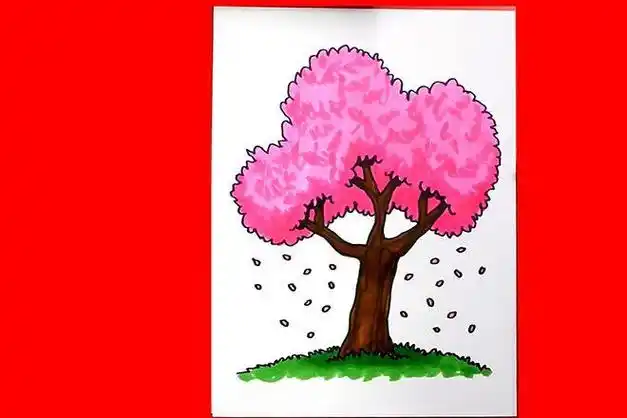 樱花树简笔画教程樱花树儿童画怎么画 樱花树简笔画画法樱花树简笔画