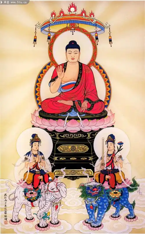 庄严精美的华严三圣3000x4818.-高清图片-百图汇设计素材