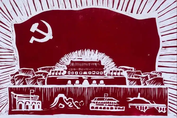 惊艳东华初级中学百米百幅版画献礼建党百年